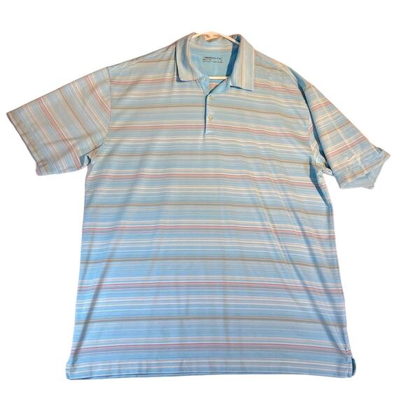Nike Golf Fit Dry Polo Shirt Men's XL Powder Blue Striped Swoosh Short Sleeve - Picture 1 of 10